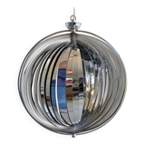 Suspension lune en aluminium chromé Space Age, lampe à lamelles Verner Panton