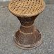 Round tamtam diabolo stool in rattan and woven wicker.