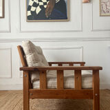 Pair of pine armchairs, 1980s, Sweden