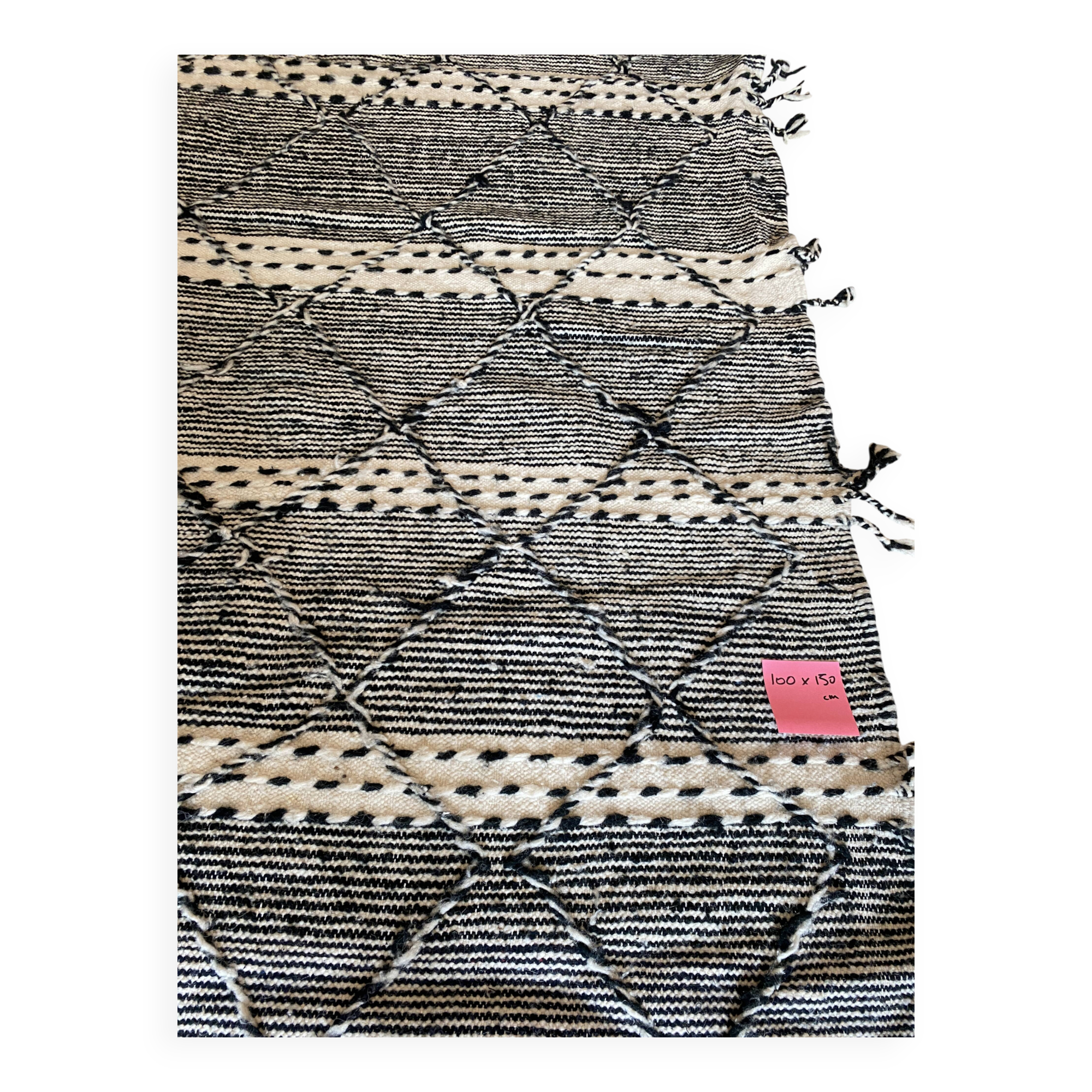 Black and white Moroccan Kilim rug