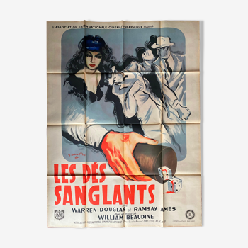 Affiche cinéma "Les Dés Sanglants" Warren Douglas 120x160cm 1946