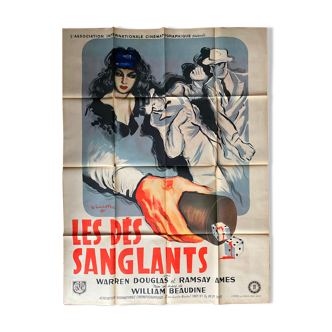 Affiche cinéma "Les Dés Sanglants" Warren Douglas 120x160cm 1946