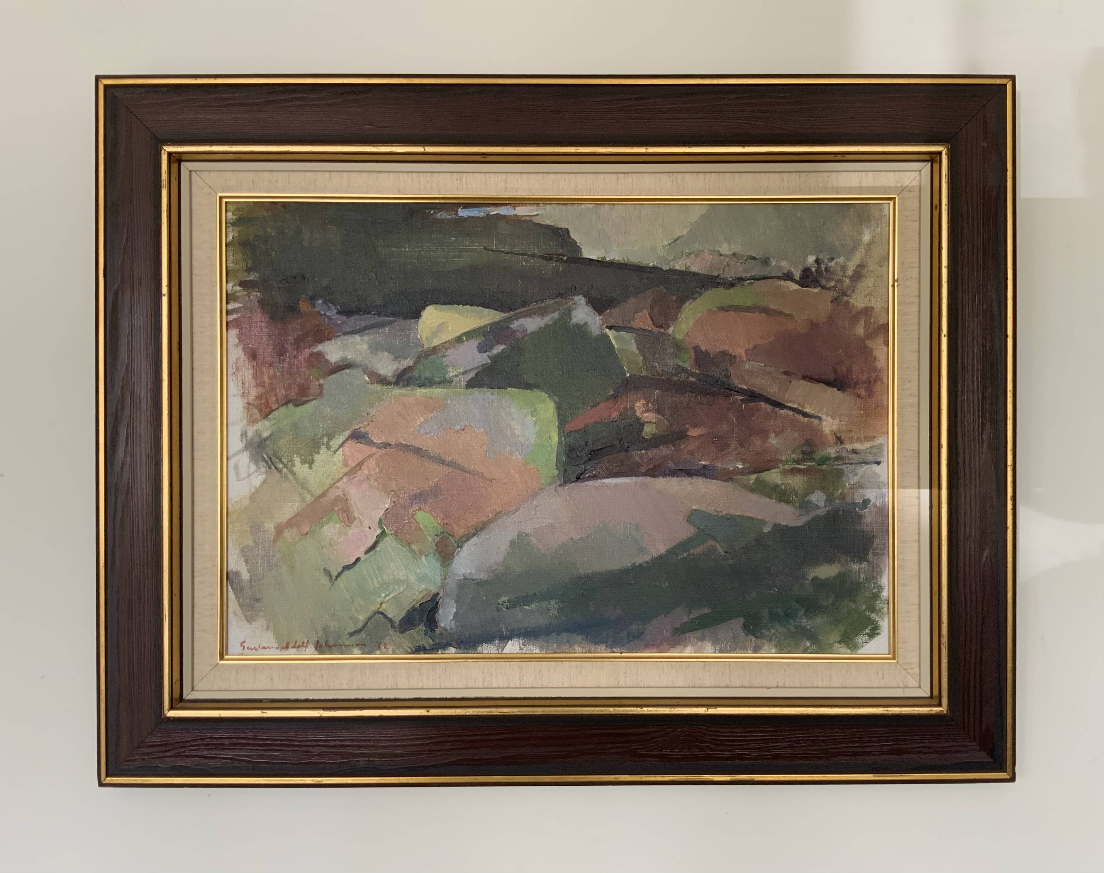 Vintage Oil on Canvas signed Modernist Gustav Adolf Johansson 1972