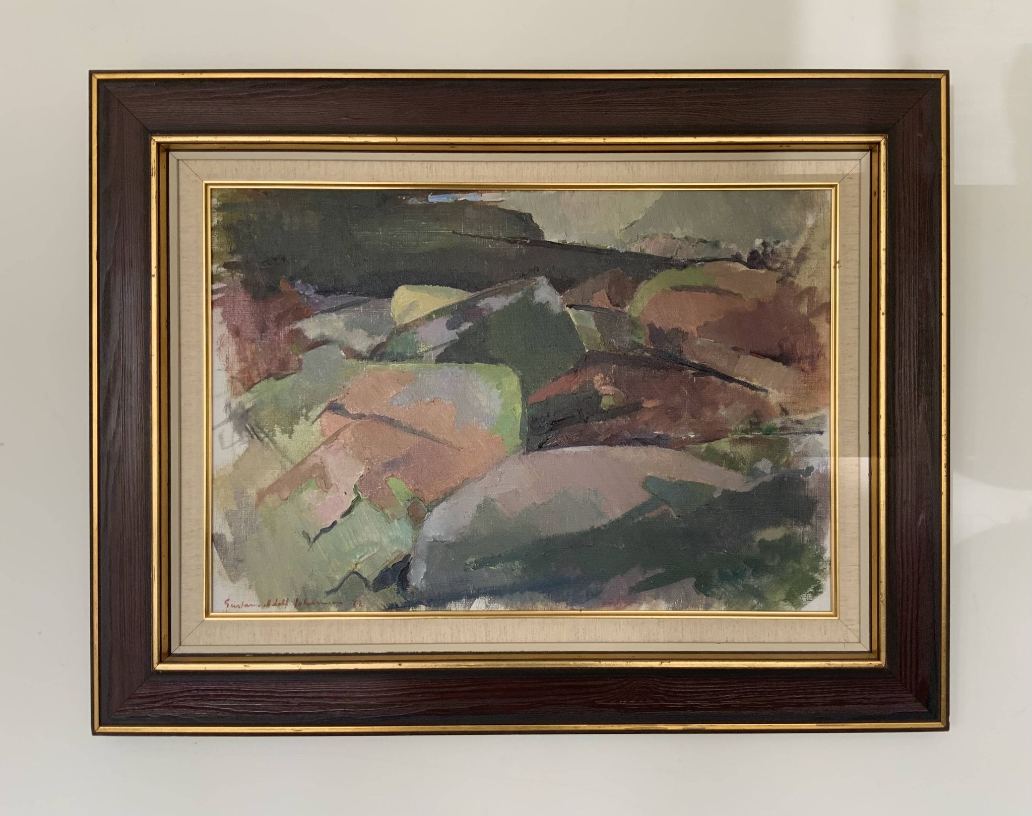 Vintage Oil on Canvas signed Modernist Gustav Adolf Johansson 1972