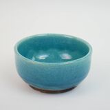 blue ceramic bowl with crackled enamel