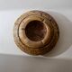 Vintage onyx ashtray from the 1980s, large round, brutalist design, brown and beige tones, sculptural table accent, modernist object, elegant gift idea.