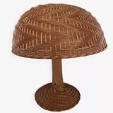XXL mushroom lamp in woven rattan from the 70s