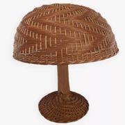 Lampe champignon XXL en rotin tressé années 70