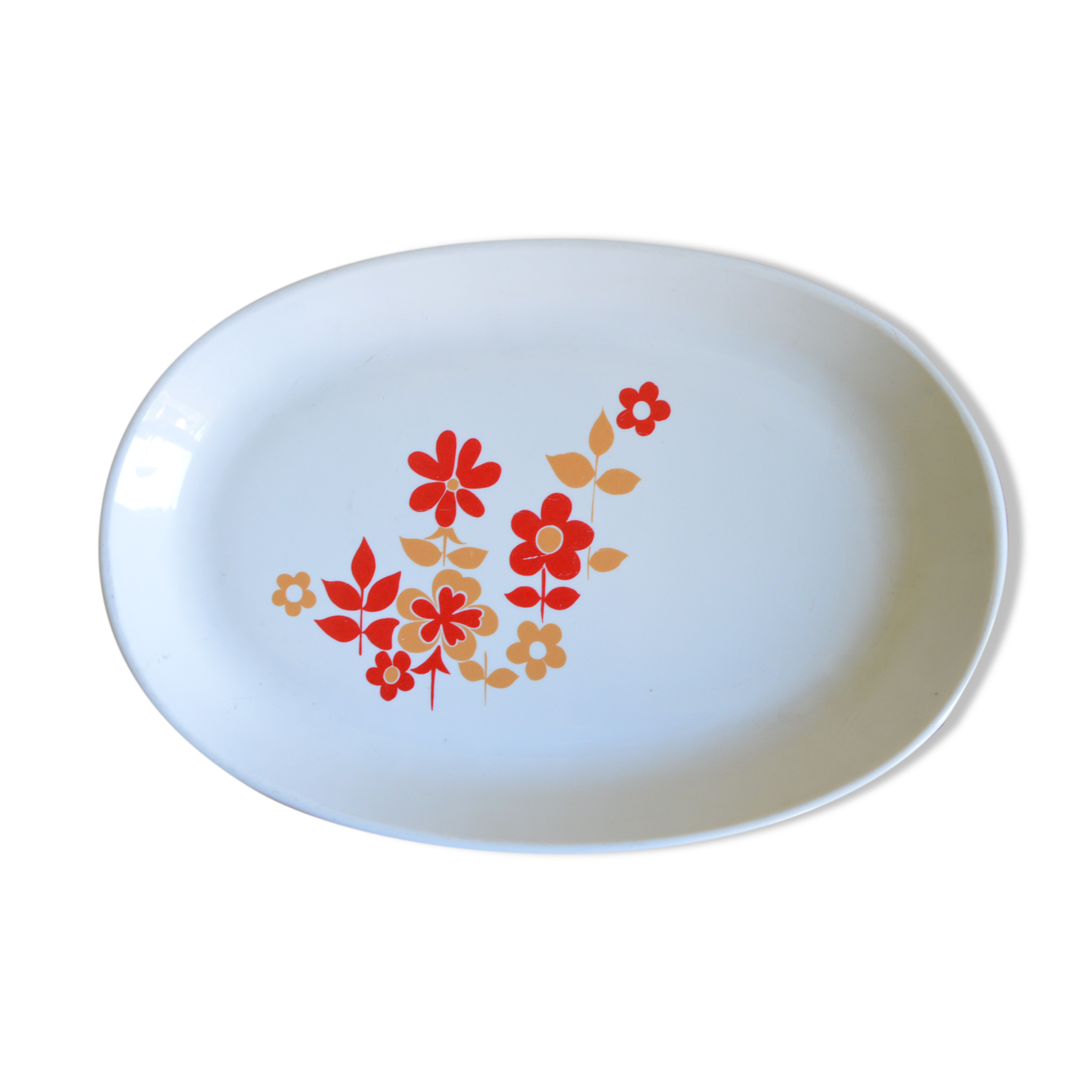 Sovirel oval orange flower pattern dish