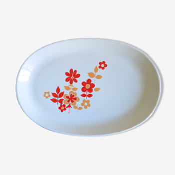 Plat oval Sovirel motif de fleur orange