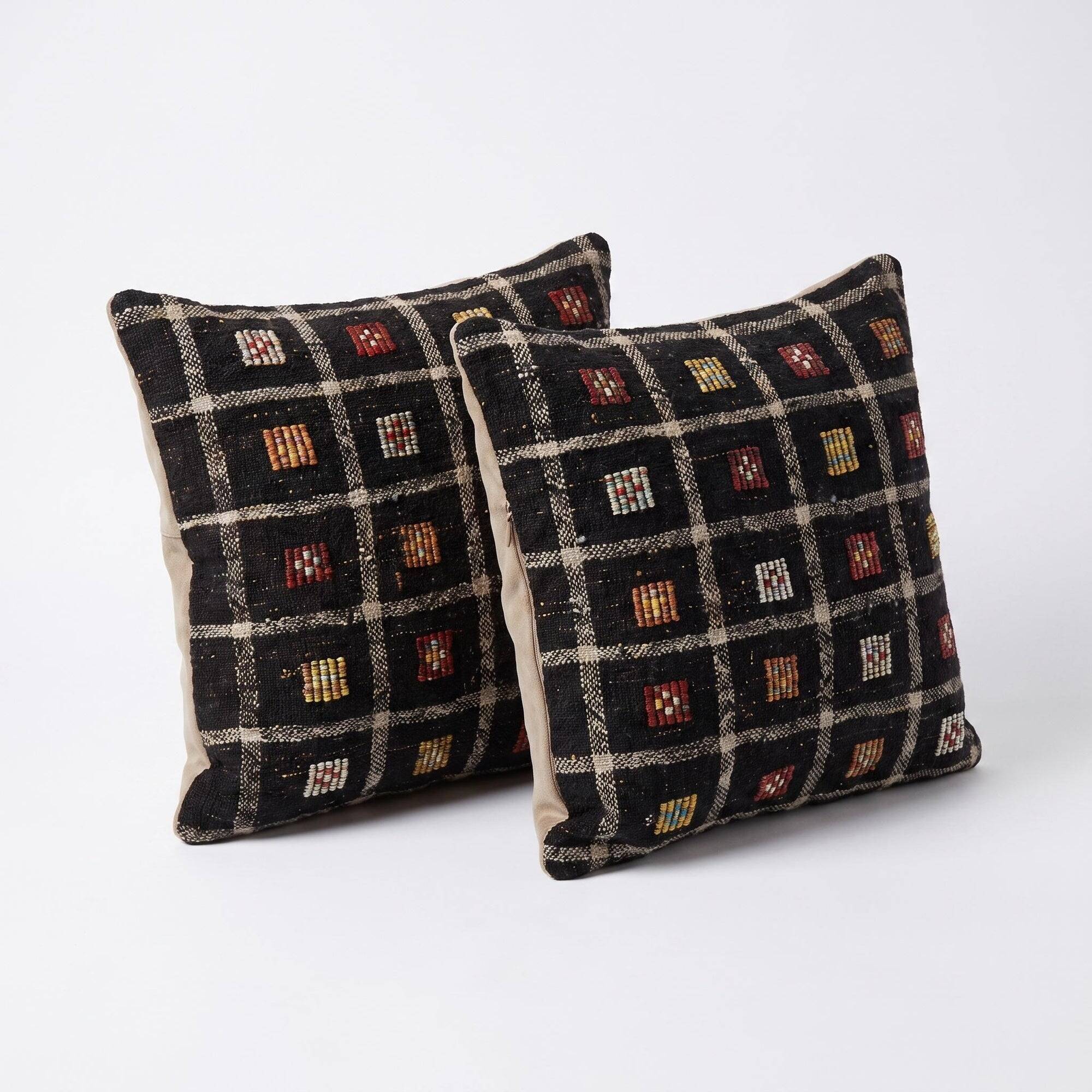 Set of 2 vintage kilim cushion covers 61x61 cm