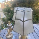 Set of 2 crystal lamps with mother-of-pearl shades