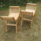 Tabourets curule Yuyu en teck