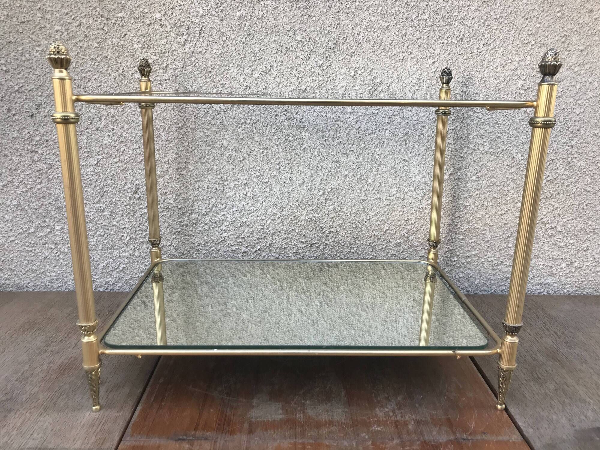 Pair of Old besides in brass and glass