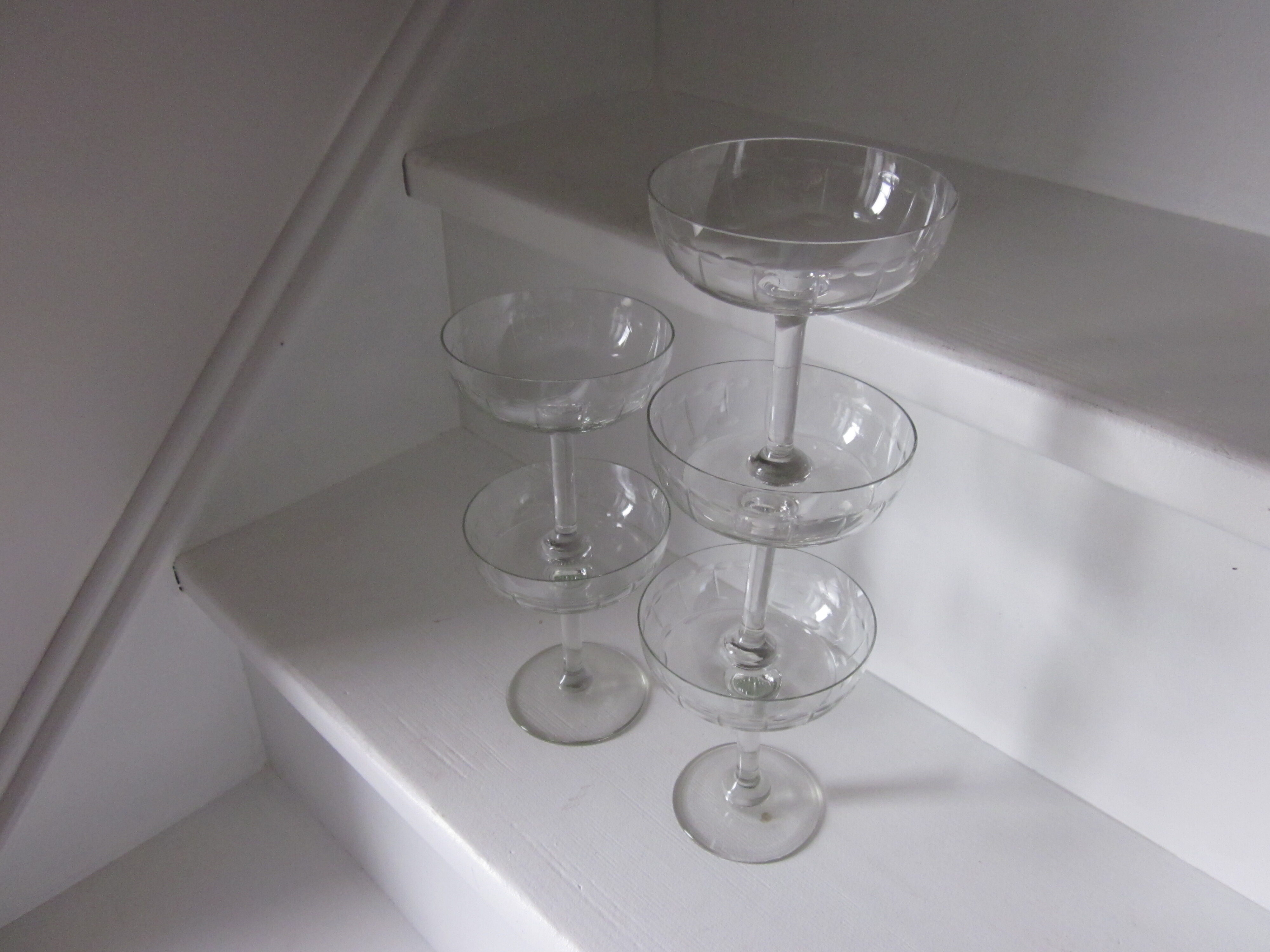 5 antique champagne cups