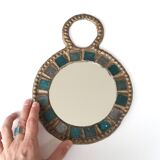 Miroir en plomb et en verre bleu de Irena Jaworska, années 60