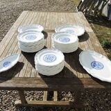 12 Anciennes Assiettes Plates en Faïence de Gien - Décor Rouen