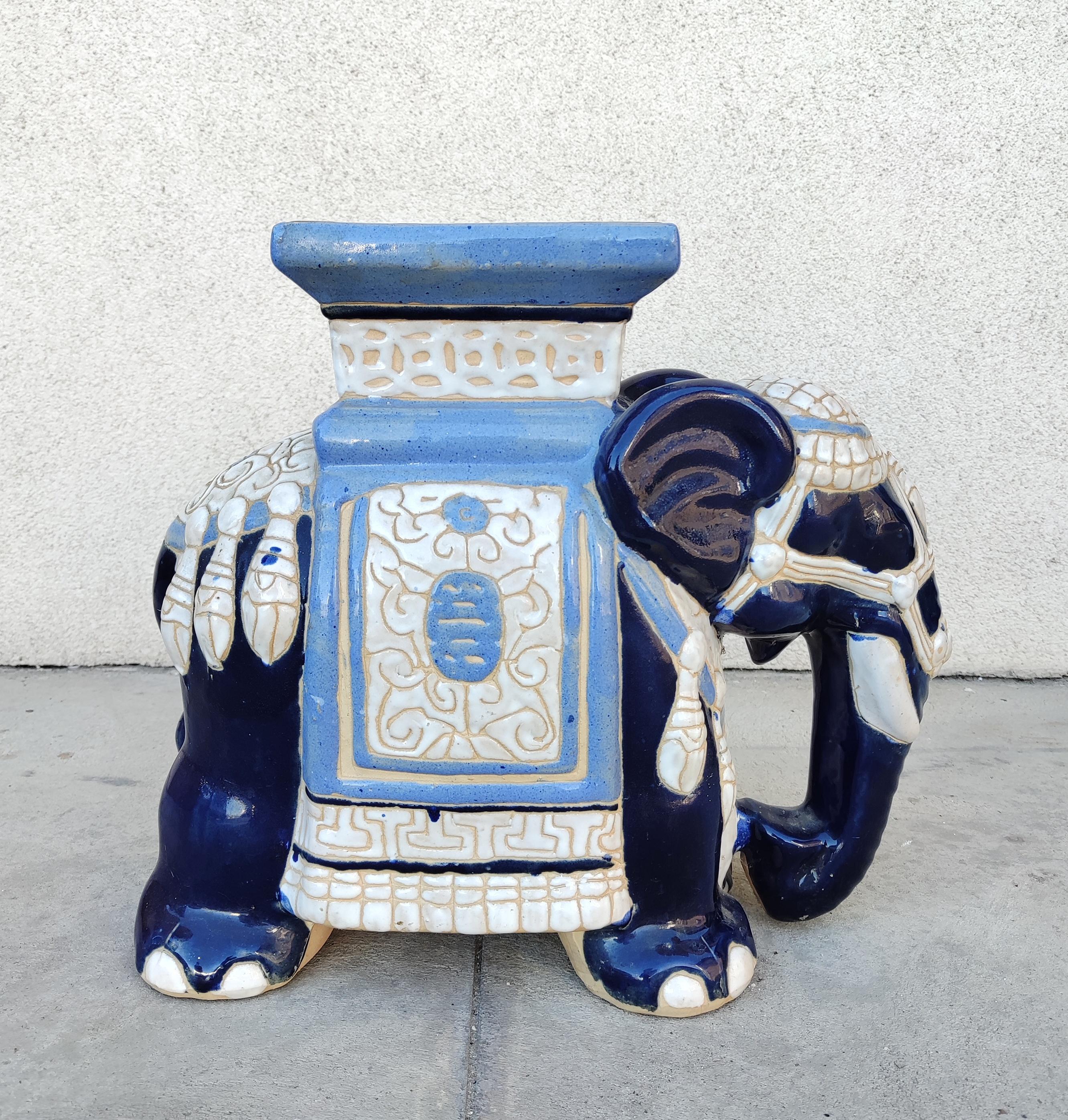 Garden stool or ceramic elephant plant stand from the 1960s.