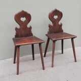 Pair of antique solid oak chairs