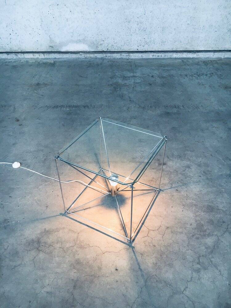 Cubist coffee table with lamp attributed to Max Sauze, France 1960s