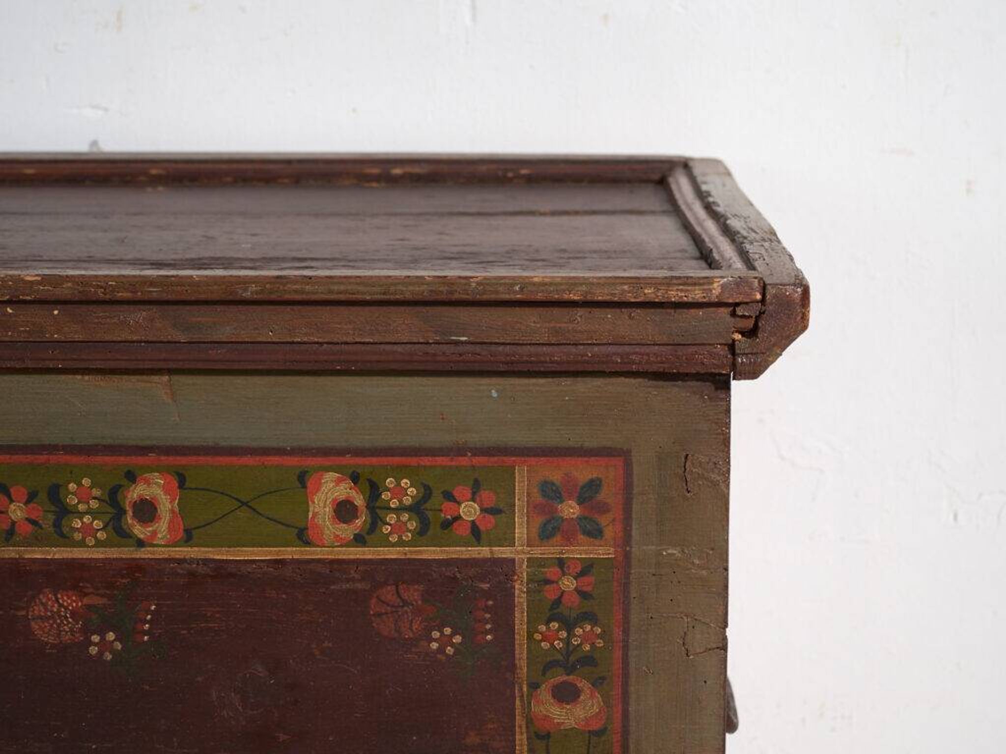 Antique polychrome wedding chest – Central Europe, circa 1850