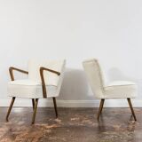 Pair of white cream boucle chairs, 1950s