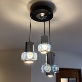 Suspension cascade 3 tubes steel and glass 1970