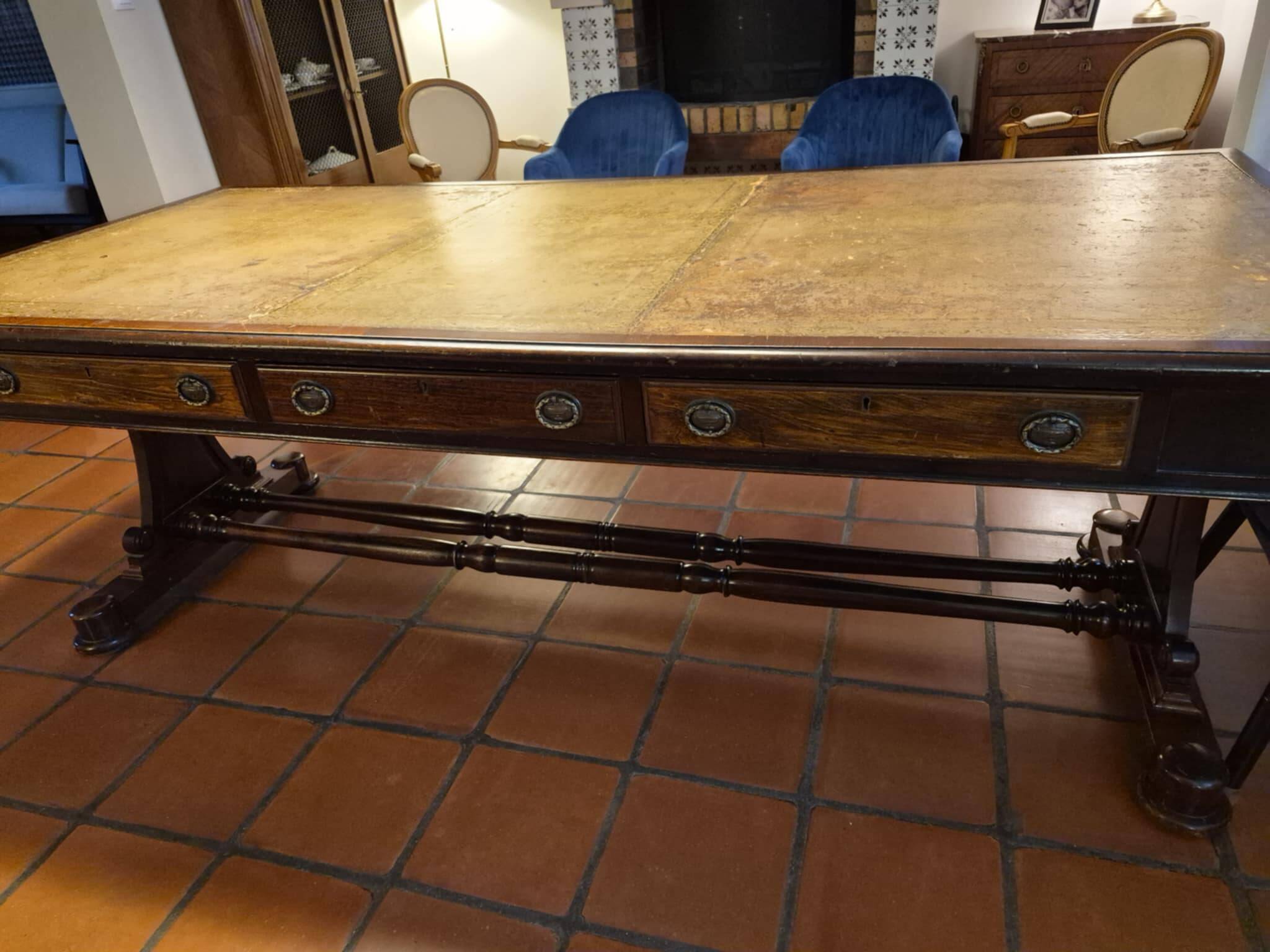 Antique work table with 6 drawers