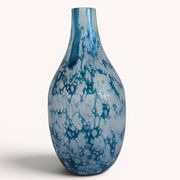 Brutalist Blue and White Reactive Art Glass Vase, Europe, 1970s