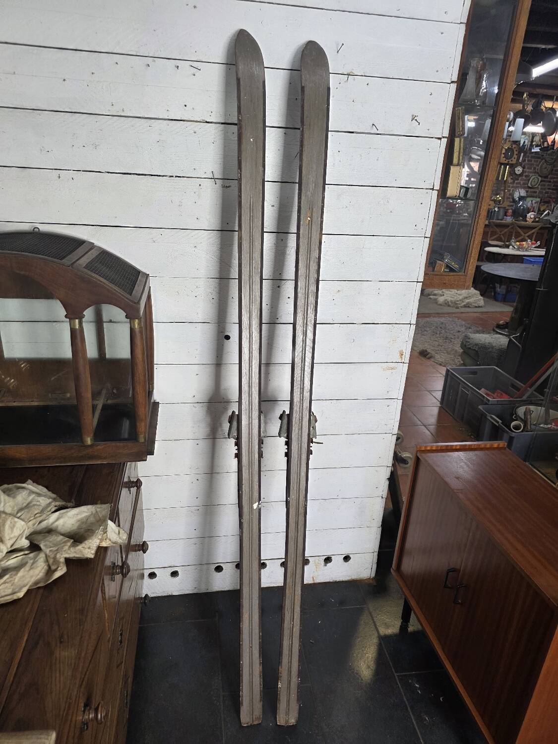 Pair of wooden skis from the 1940s