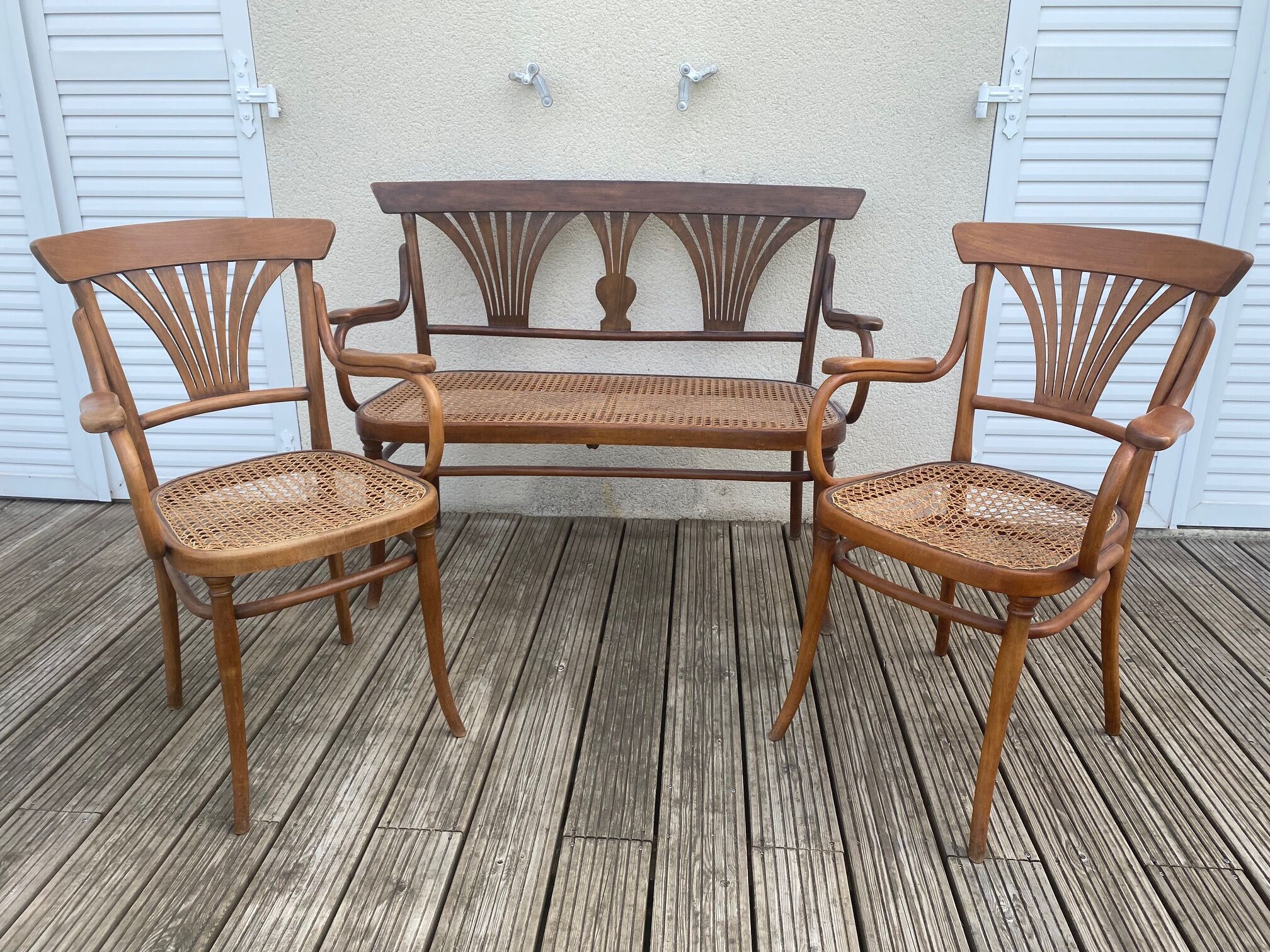 Thonet set bench and two armchairs