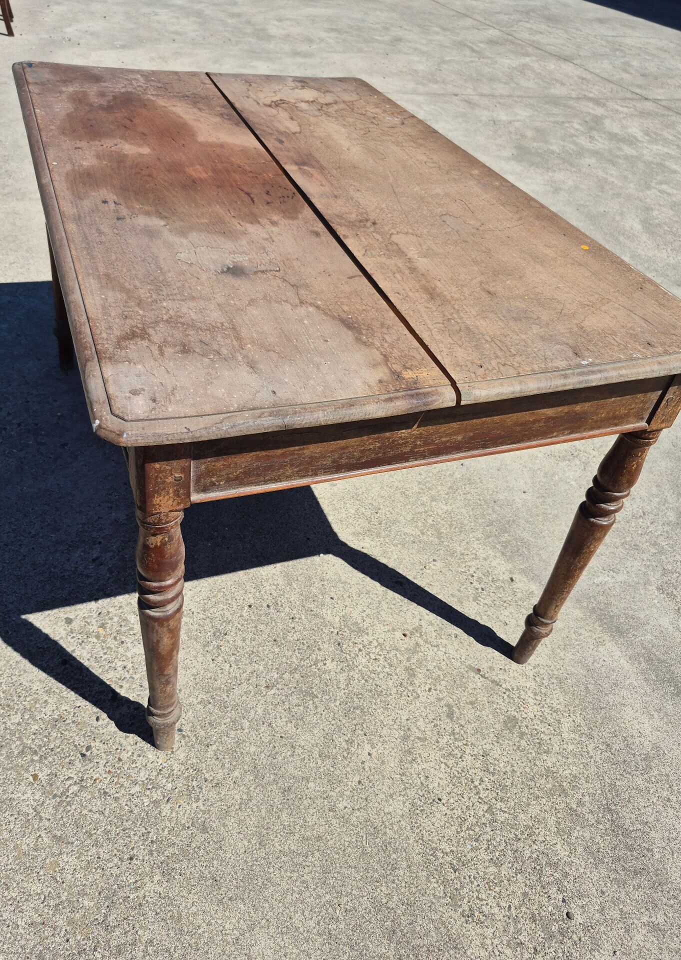 Antique French kitchen table 127 x 83 cm with drawer rustic
