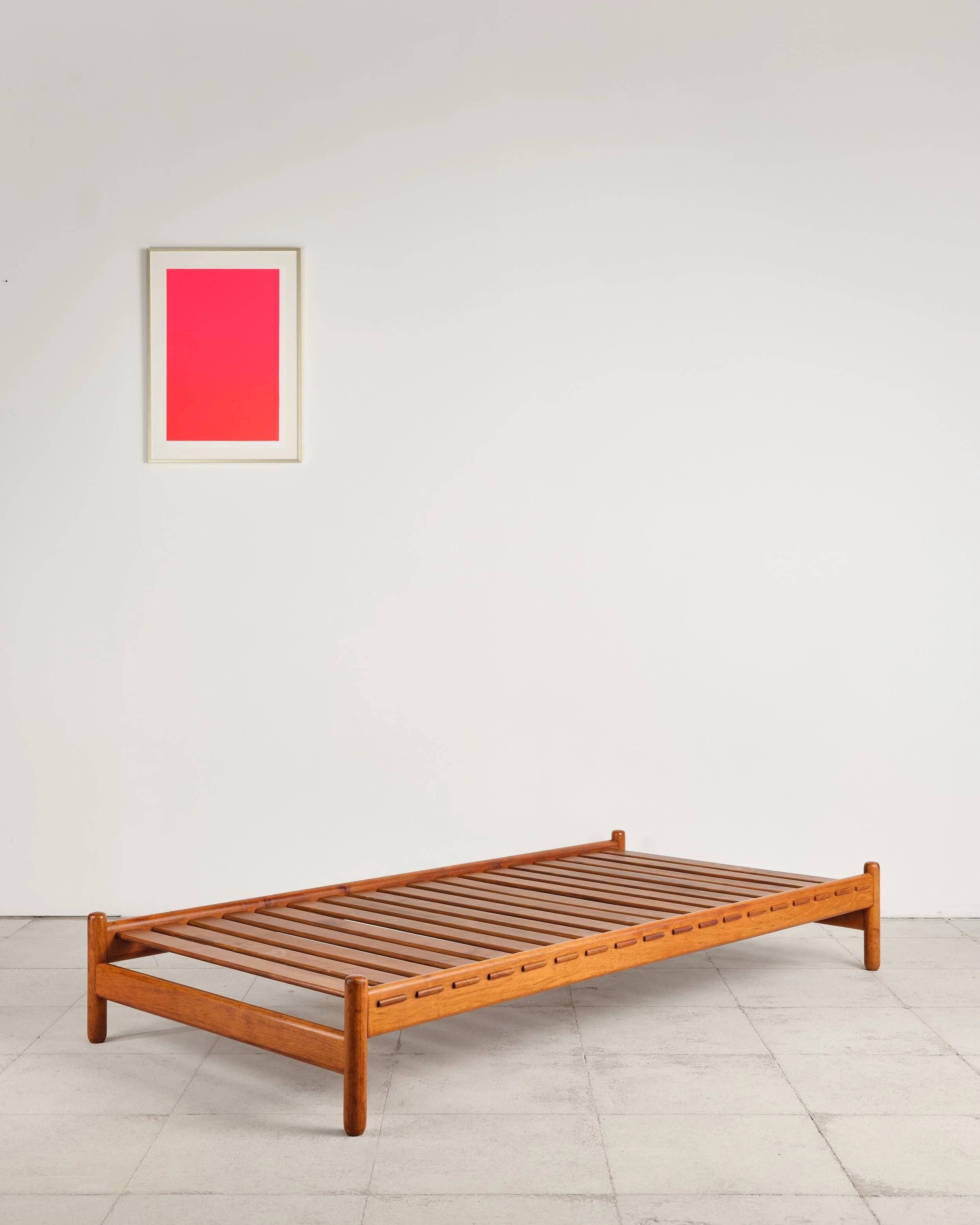 Teak daybed with boucle mattress, Denmark, 1960s