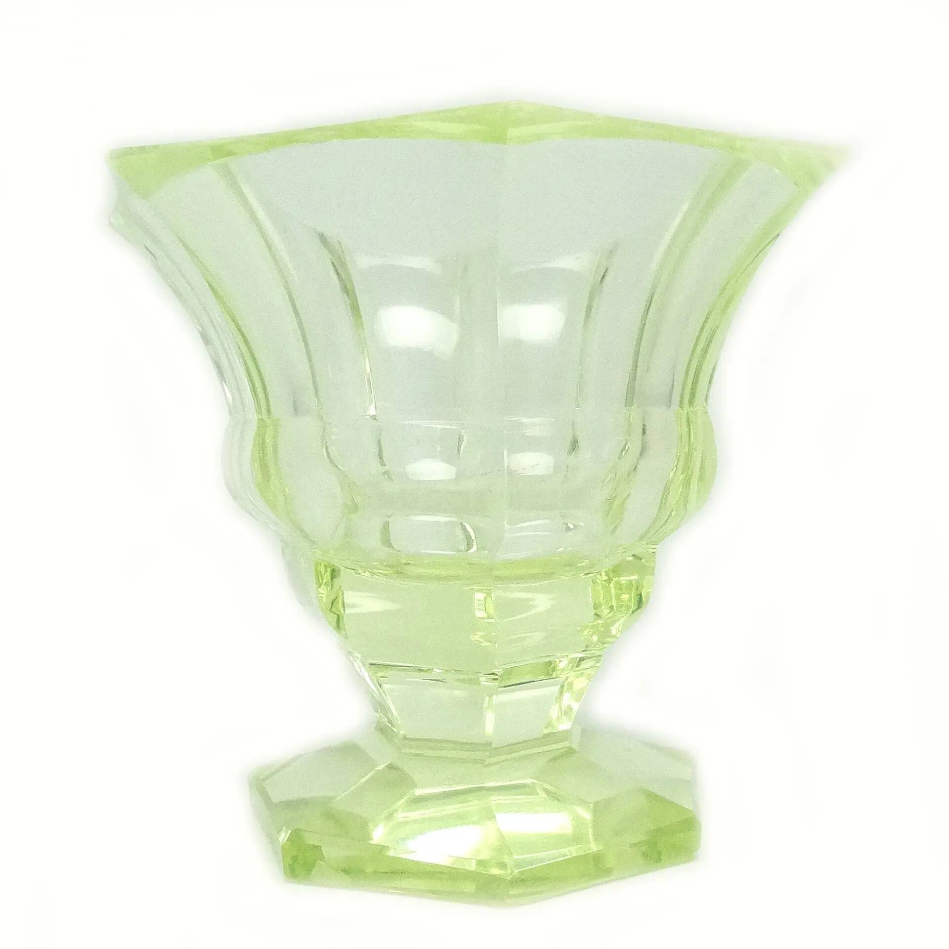 Art Deco vase, uranium glass, Poland, 1930s