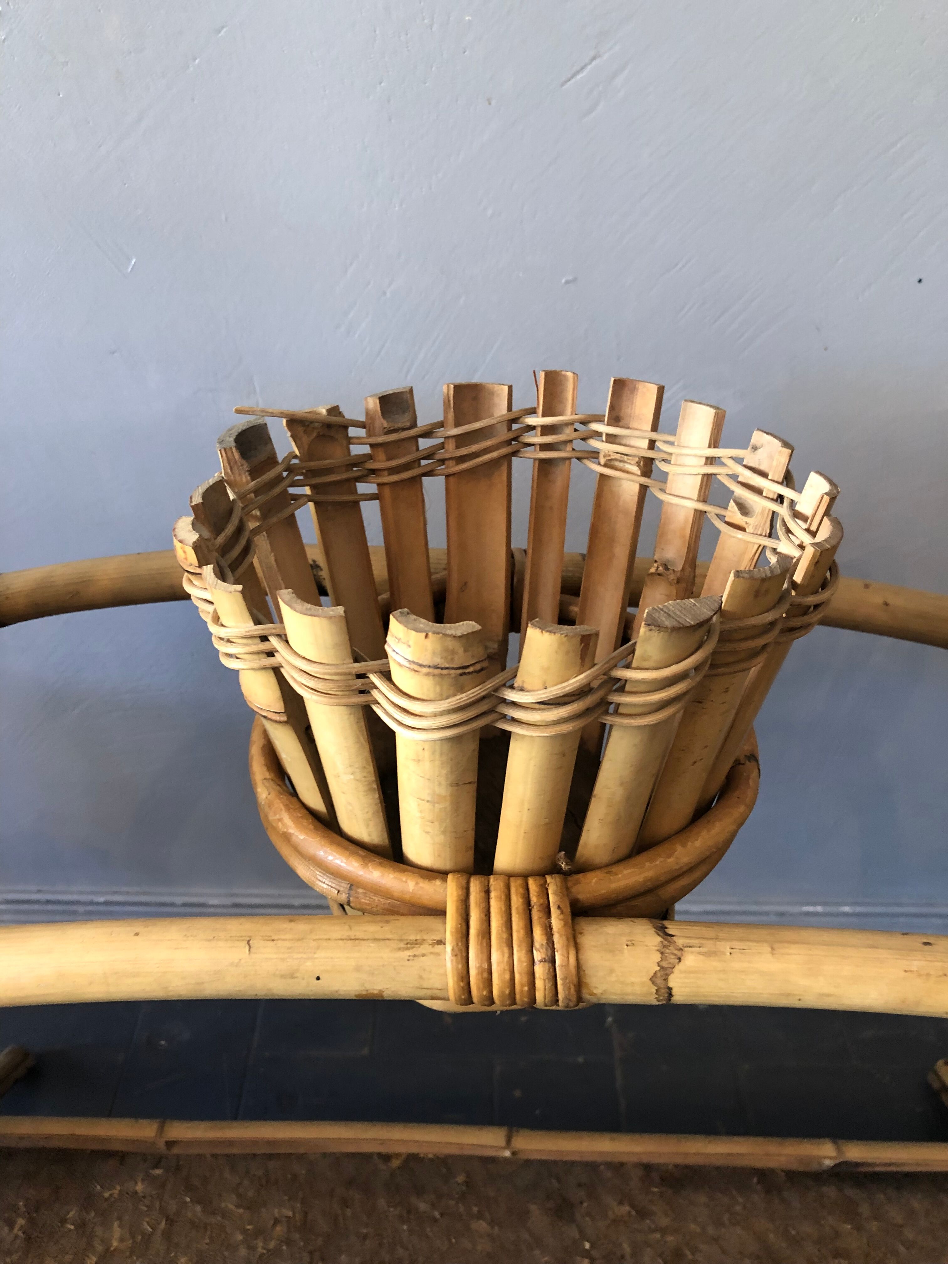 Rattan plant holder, 60s