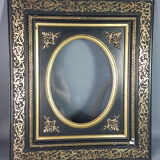 Napoleon III black and gold laqué frame, oval view 46x40 cm