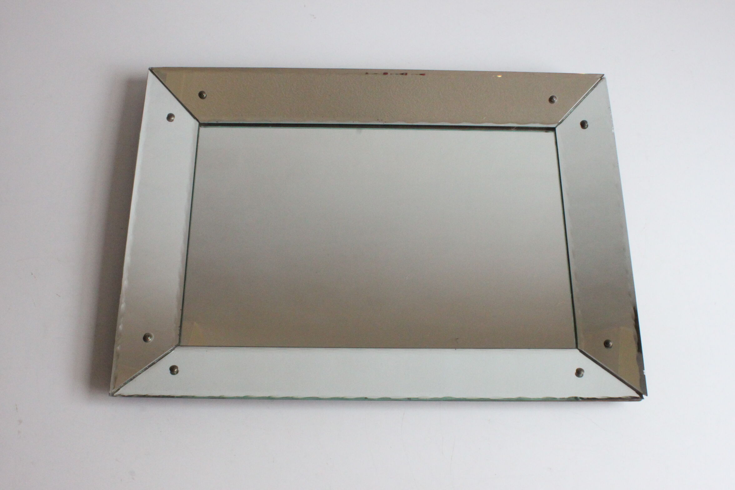 Art Deco box mirror with scalloped edges France 1930s