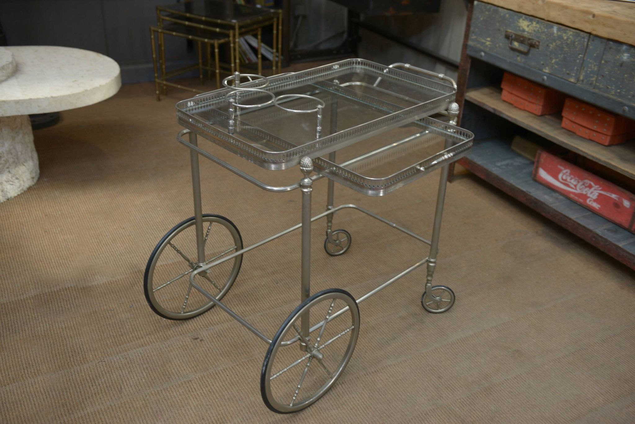 metal drinks trolley, France, 1960