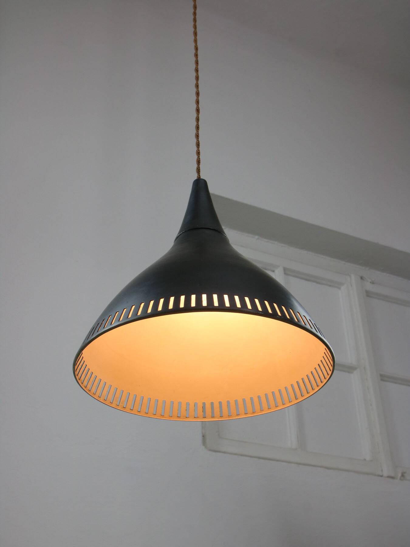 Vintage Italian Black Metal Pendant Lamp