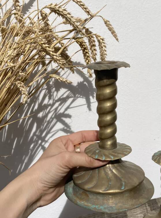 Berber candle holder in gilded brass