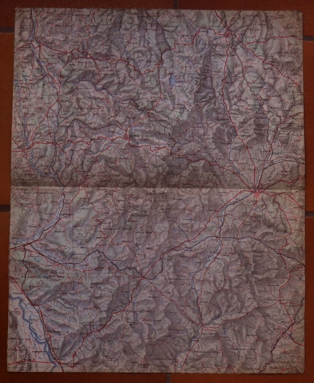 Old map of the Autun region of Château Chinon