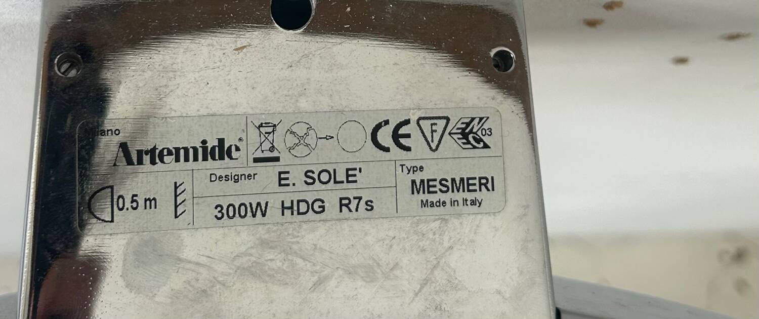 Pair of Mesmeri wall lamps for Artemide, Chrome-plated metal, Italy 1980