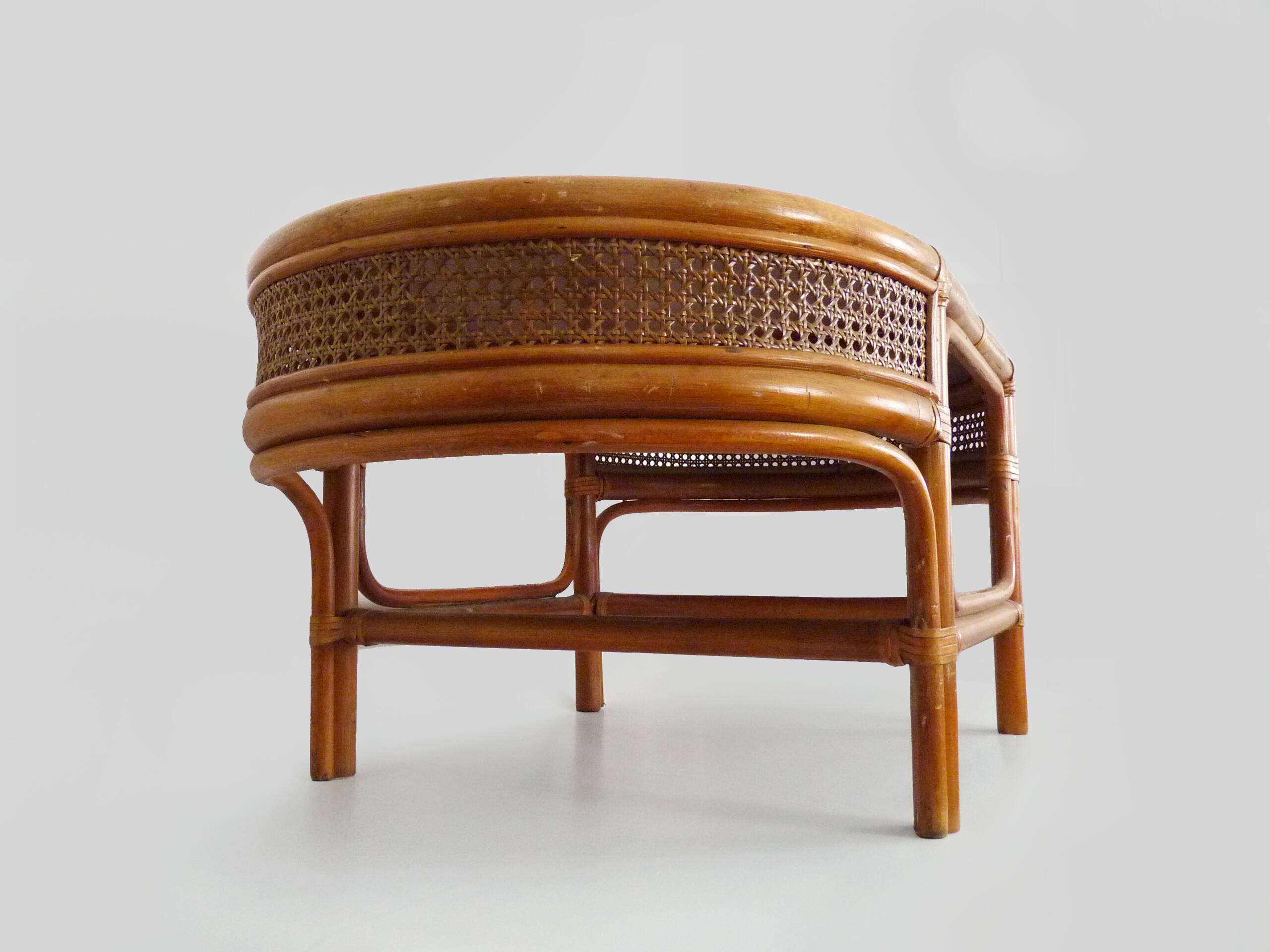 Vintage rattan and wicker coffee table, rattan end table, rattan coffee table.