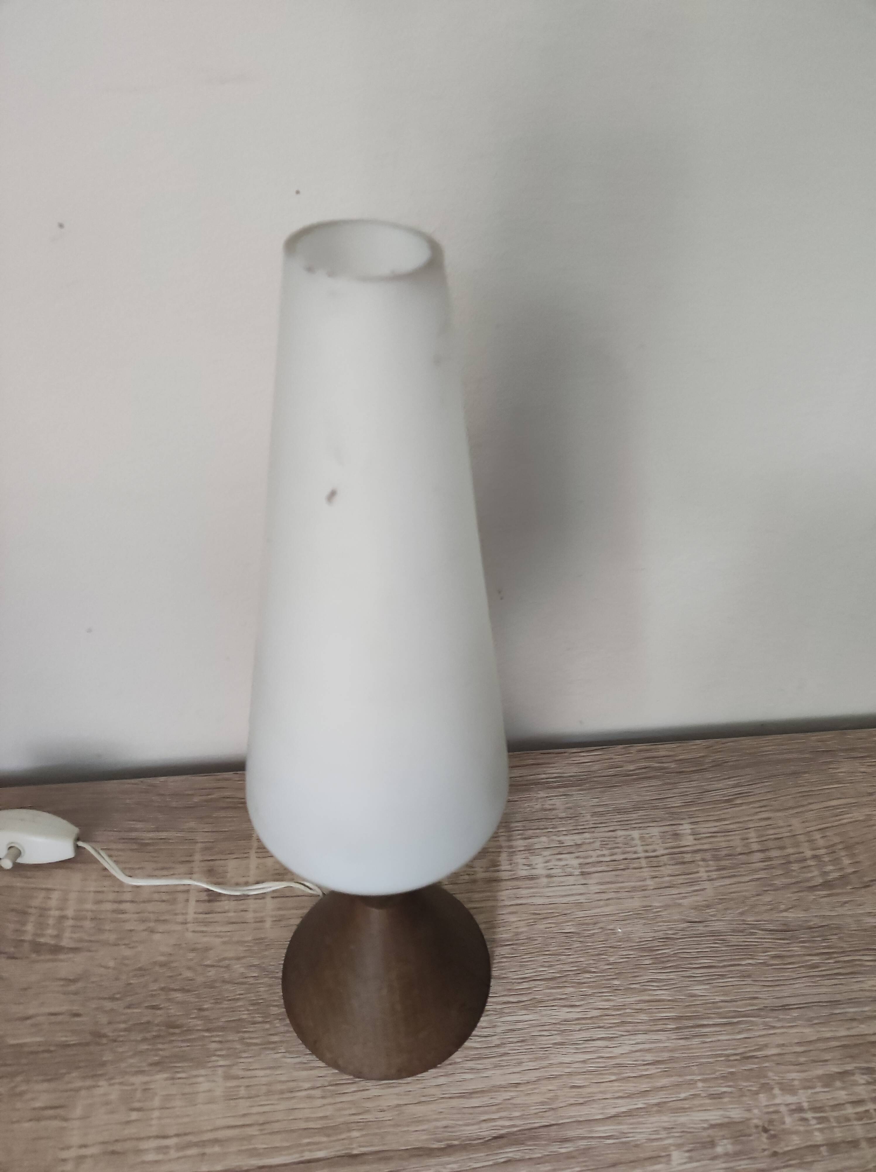 Night light diabolo teak brass opaline Philips Scandinavian design