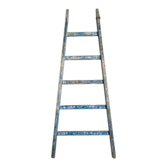 Old blue wooden ladder