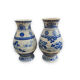 Pair of Asian vases in white and blue porcelain