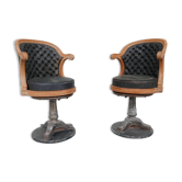 Pair of antique 'captain's" swivel office chairs