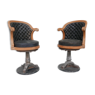 Pair of antique 'captain's" swivel office chairs