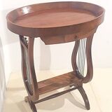 Vintage French Side Table with Lyre-Shaped Legs and Oval Tray Top