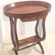 Vintage French Side Table with Lyre-Shaped Legs and Oval Tray Top